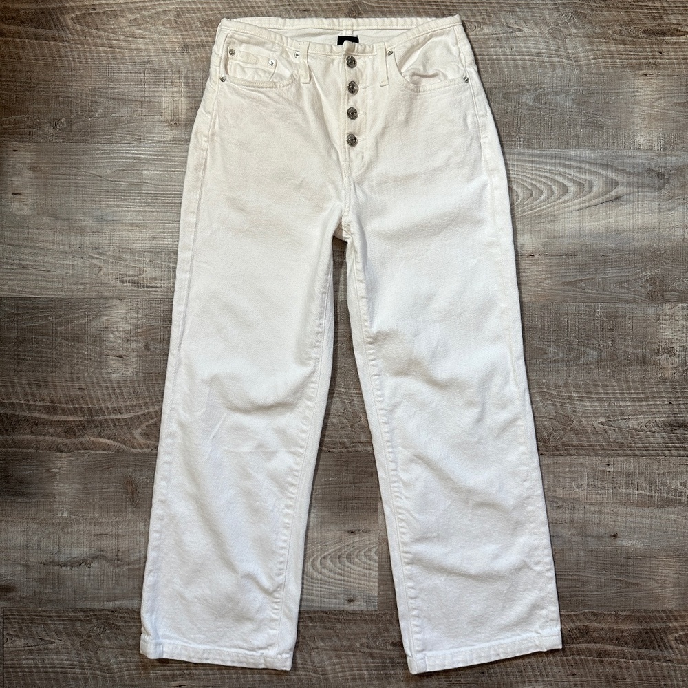Edwin Women's Size 27 Ankle Vintage Straight Button Fly White Crop Jeans